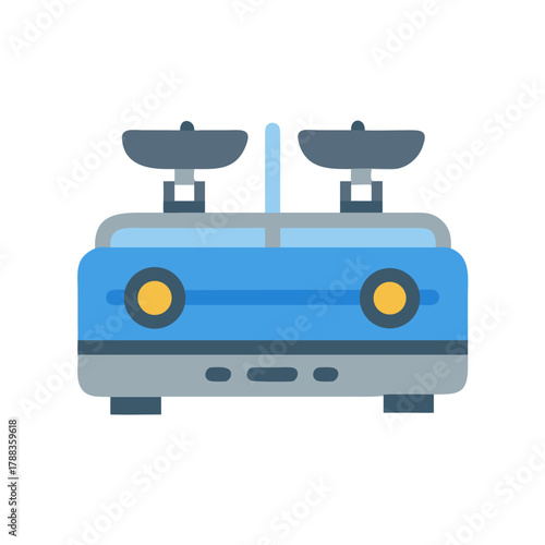 Flat vector retro kitchen gas stove appliance illustration