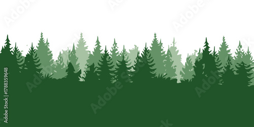 forest conifer trees layered silhouette vector composition for pattern design