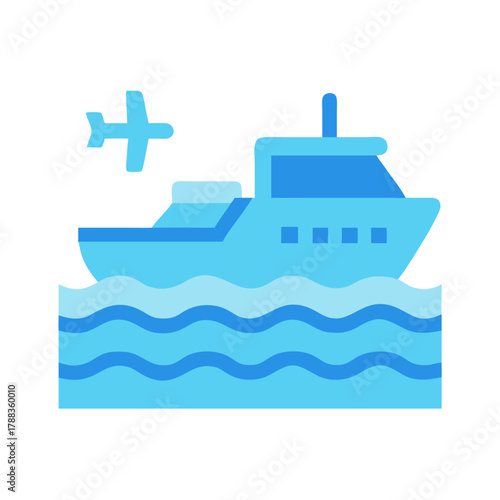 Flat vector ship and airplane for travel illustration