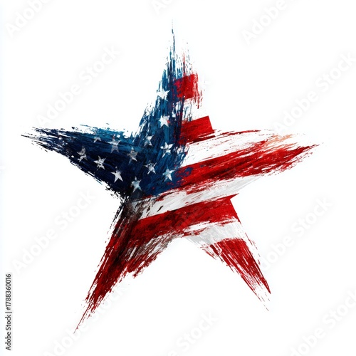 Artistic Star Design Featuring the Colors of the French Flag on a White Backg...