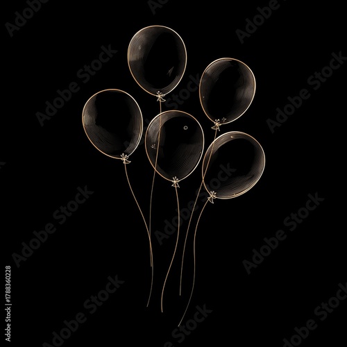 Balloons Float Against a Dark Background, Adding a Whimsical Touch to Any Cel...