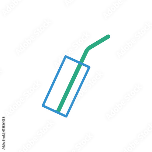 Minimalist Drink Illustration with Blue Glass and Green Straw