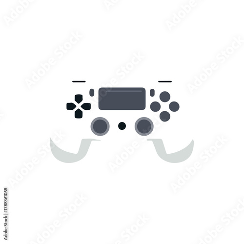 Minimalist Game Controller Icon on White Background