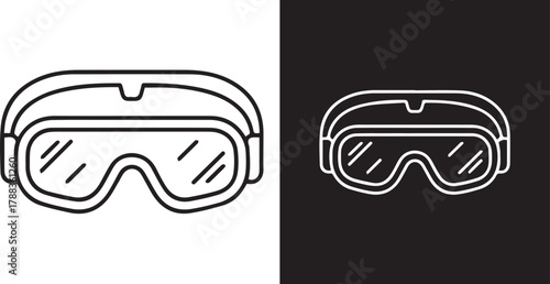 goggles protective icon vector safety eyewear black white line art
