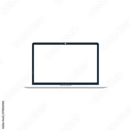 Minimalist Laptop Icon with White Screen for Design