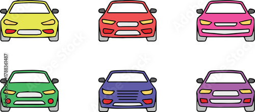 car front end line illustrations set six vehicle grille views