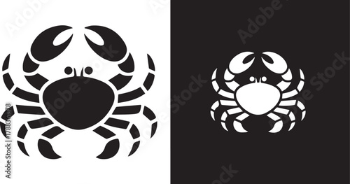 crab symmetrical black and white vector icon mirrored design