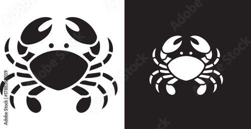crab minimalist silhouette vector graphic mirrored contrast layout