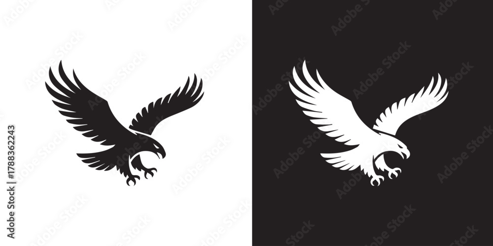Obraz premium eagle stencil vector badge symmetrical wings talons emblem
