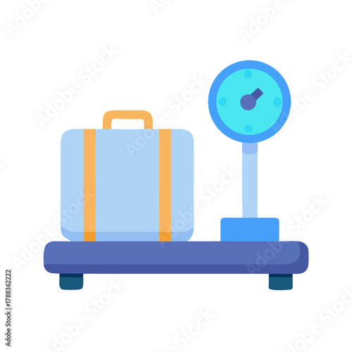 Suitcase being weighed on a scale before a trip