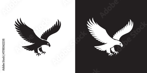 eagle logo vector mark mirrored crest black and white illustration