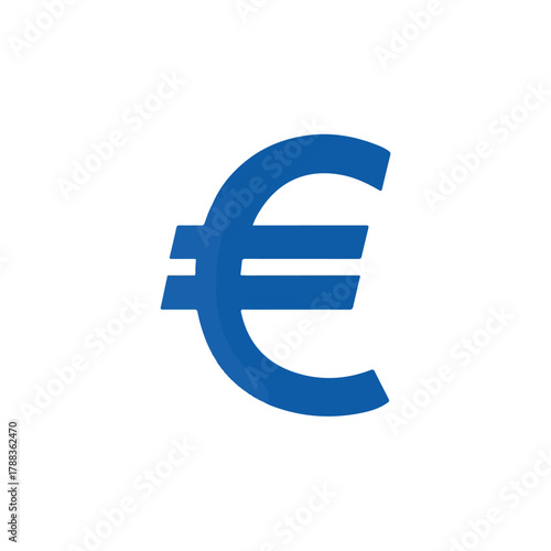 Modern Blue Euro Symbol on Clean White Background