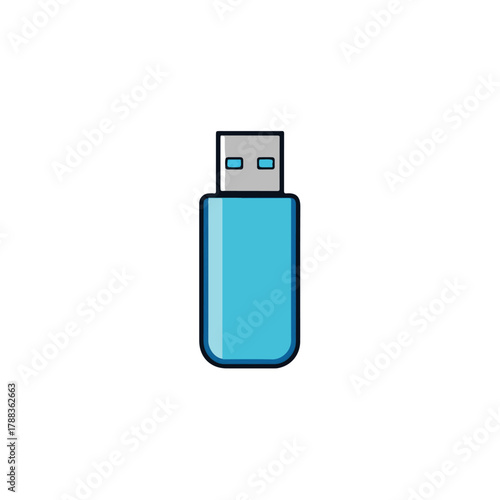 Modern Blue USB Flash Drive Icon on White