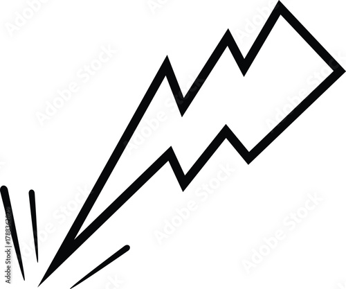 Stylized comic lightning bolt with bold outline and dynamic zigzag shape.