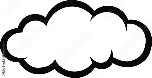 Classic comic thought bubble in black outline style for dialog or design.