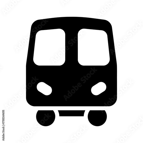 Flat Design Black Transport Vehicle Icon with Rounded Shapes