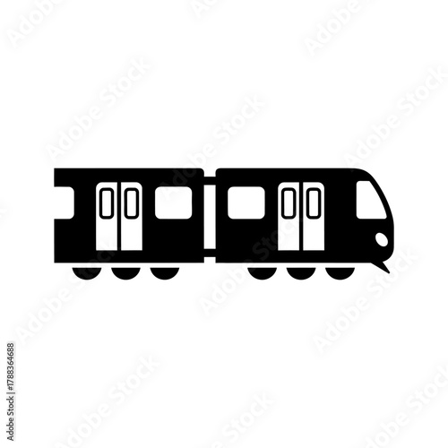 Black Subway Train Icon: Transportation, Railway, and Public Transit Symbol