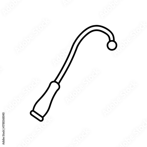 Illustration of a back scratcher with curved end on transparent background silhouette