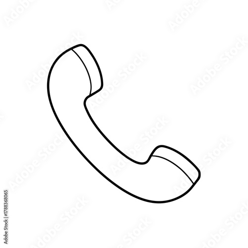 Illustration of a classic telephone handset outline on transparent background silhouette