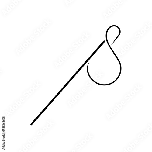 Simple hobo sack on a stick line drawing in black on transparent background silhouette