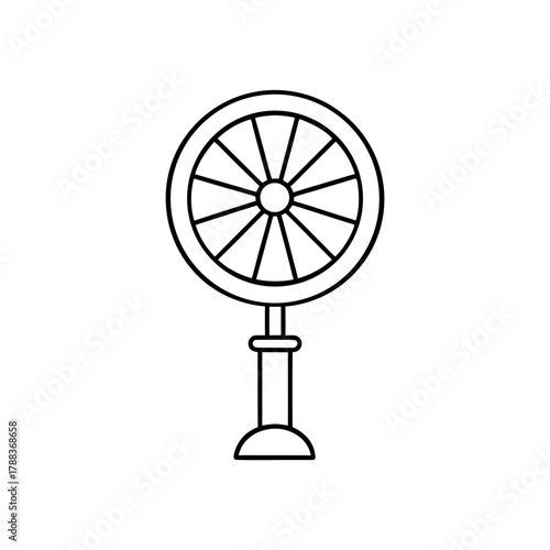 Illustration of a unicycle with a spoked wheel on transparent background silhouette