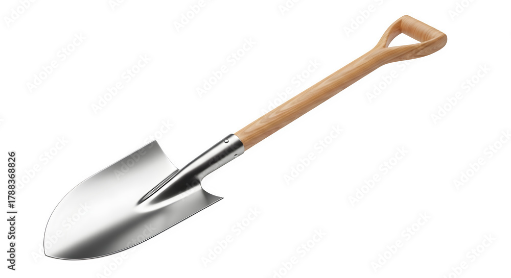 Fototapeta premium Gardening shovel with wooden handle and metal blade