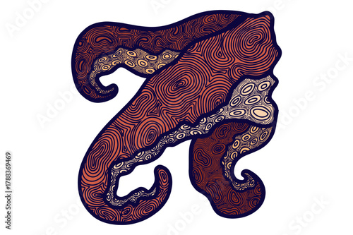 Tentacle Illustration with texture details for Background Decoration