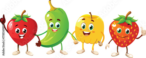 Red hot chili peppers vector illustration of a cute little yellow chick