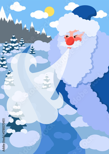 Siberian Santa Claus. Vector illustration.