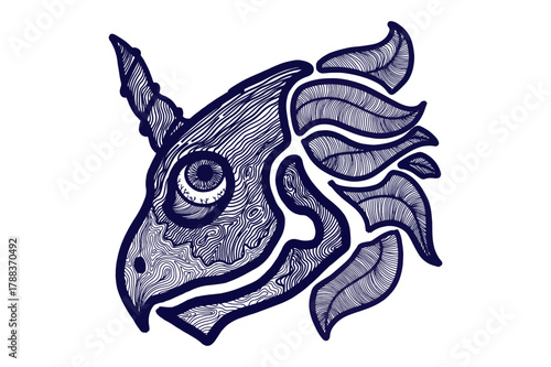 Mystical Animal Head With Wood-like Skin Texture