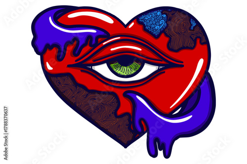Vector Artwork - Eyes of the heart With Liquid Tentacle