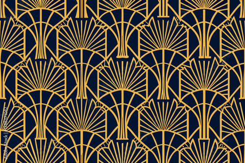 Art Deco Geometric Fan Pattern Seamless Background