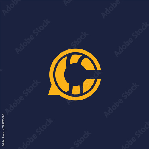 letter c with message logo icon design template illustration 
