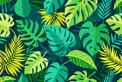 Vibrant Tropical Leaf Pattern with Yellow and Green Tones