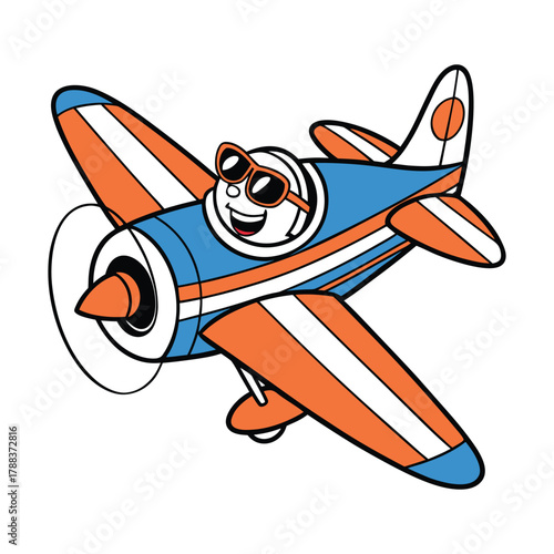 Stylish Cartoon Airplane Wearing Sunglasses Fun Illustration