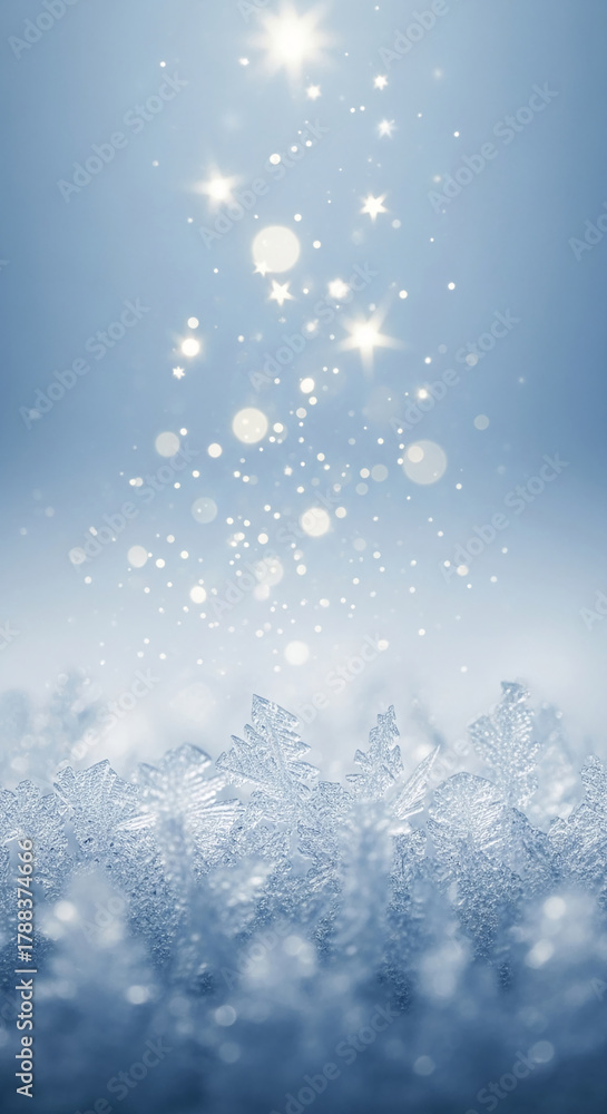 Naklejka premium Close-up of ice crystal texture, creating a complex, glittering appearance, symbolizing winter, holiday, or frost, suitable for coldness concepts