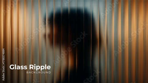 Blurred silhouette of a person seen through a refracted glass background, creating an abstract and mysterious visual for design