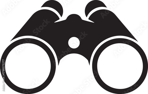 Black Binoculars Icon Vision Search and Observation Symbol Vector