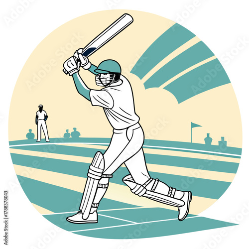 A cricket batsman in action on the field with spectators