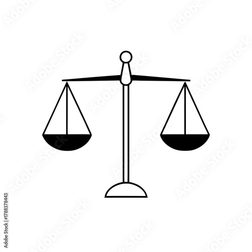 Illustration of a balanced scales of justice icon on transparent background silhouette