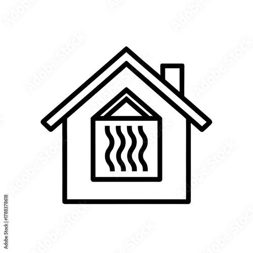 House with window and smoke coming from chimney on transparent background silhouette