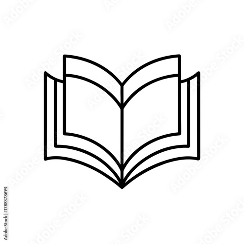 Open book outline with multiple pages visible here on transparent background silhouette