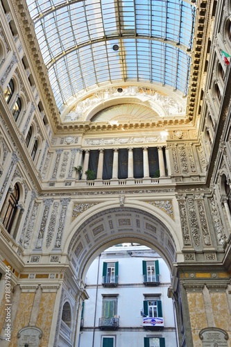 Interior details of the Galleria Umberto I, built in the 19th century in Naples, Campania, Italy