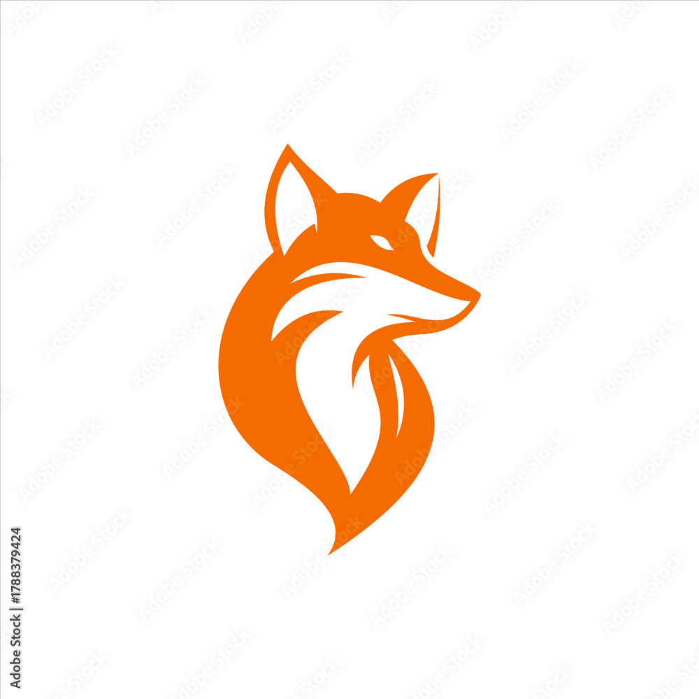 Obraz premium Modern Orange Fox Head Vector Logo, Elegant Curve and Clever Profile.
