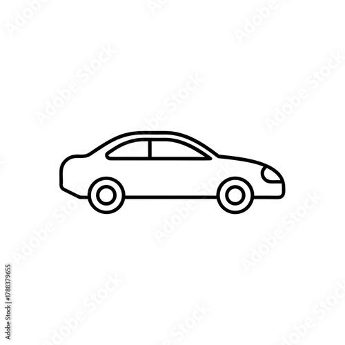 Simple outline drawing of a sedan style vehicle on transparent background silhouette