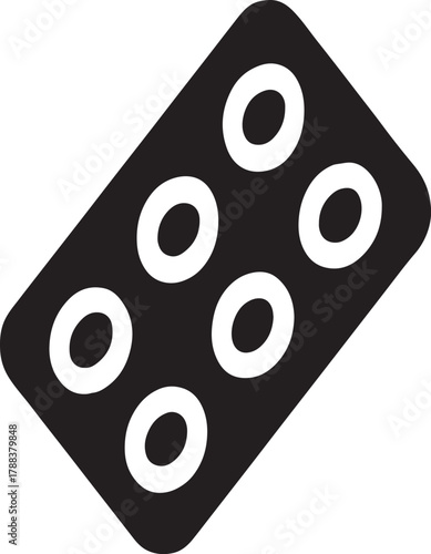 Black pill blister pack with six pills