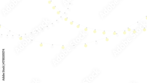 gold garland and shiny string lights on transparent background