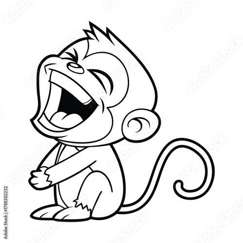 Cartoon Monkey Laughing with a Banana on Its Head Sticker