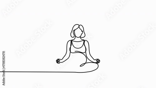 Minimal Pregnant Woman Holding Belly Line Art