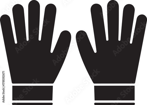 A pair of black work gloves for safety and protection icon. Vector Black silhouettes. with white background